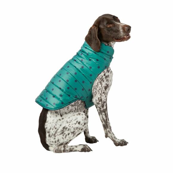 Top Paw XXS Green Polka Dot Dog Puffer Vest Jacket Warm Fleece Lined Winter Coat - Picture 1 of 4
